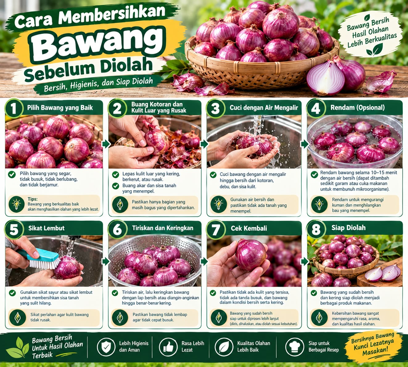 tips menyimpan bawang kupas tetap segar